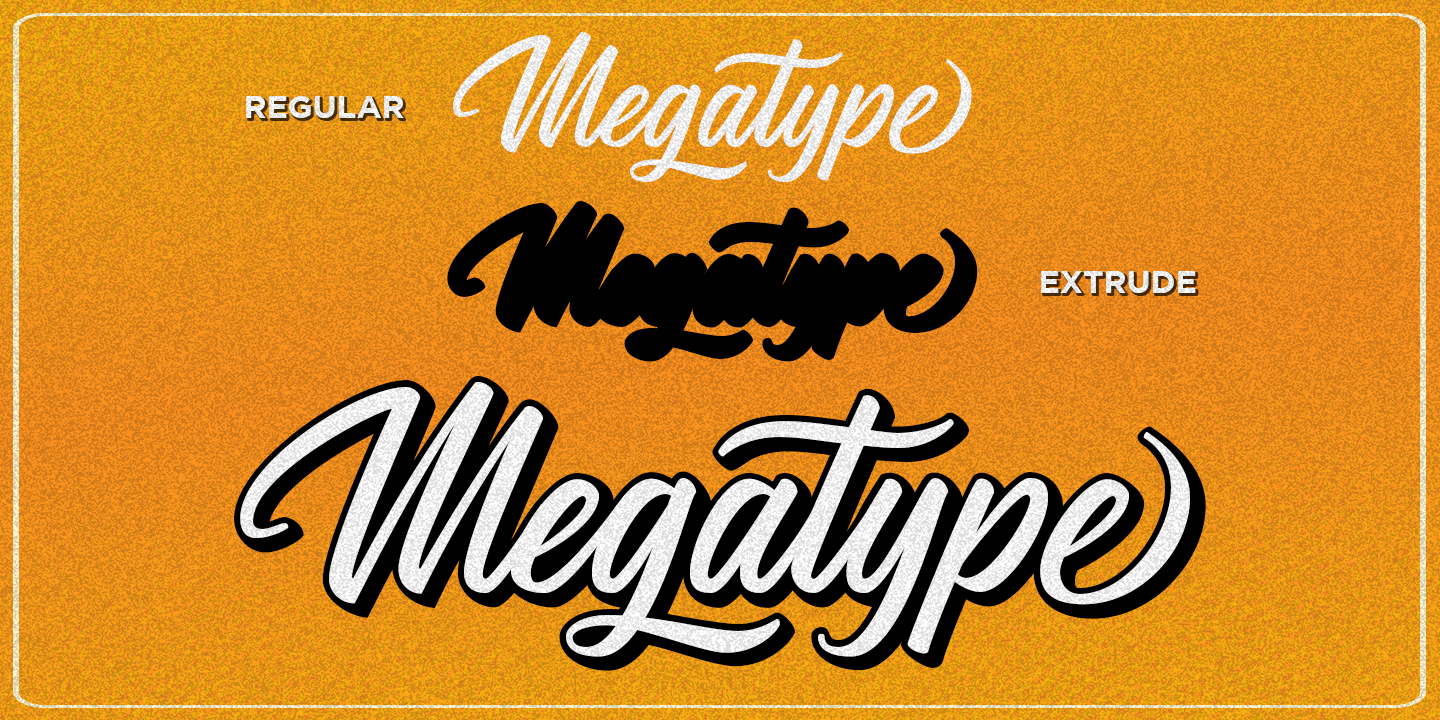 Beispiel einer Megatype Script Extrude-Schriftart